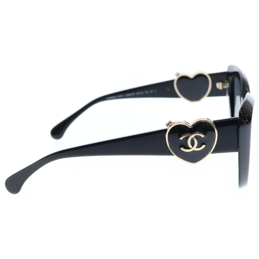 Chanel ハートミラーブラック サングラス CHANEL（シャネル） ココマーク ハート サングラス テンプルミラー付