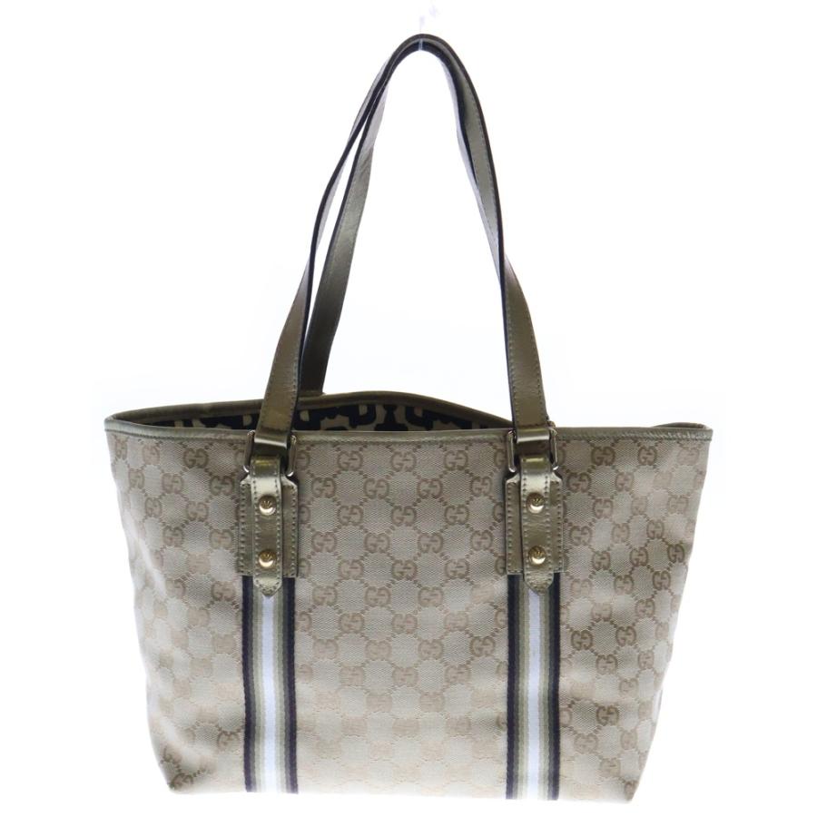 GUCCI（グッチ） GGキャンバス トートバッグ ベージュ×ゴールド 137396
