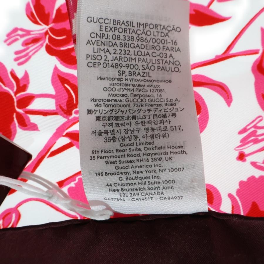 GUCCI グッチ GGフローラ 大判スカーフ ピンク×ホワイト シルク