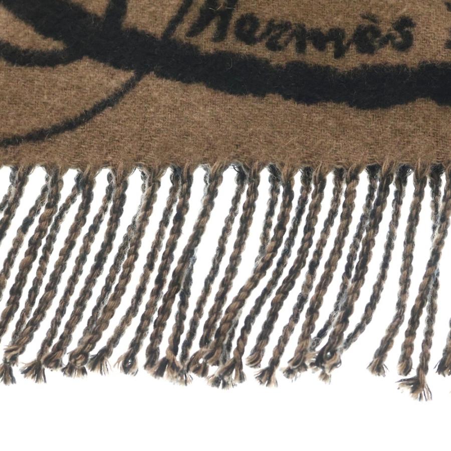 HERMES（エルメス） クリッククラック フリンジ付カシミヤマフラー 