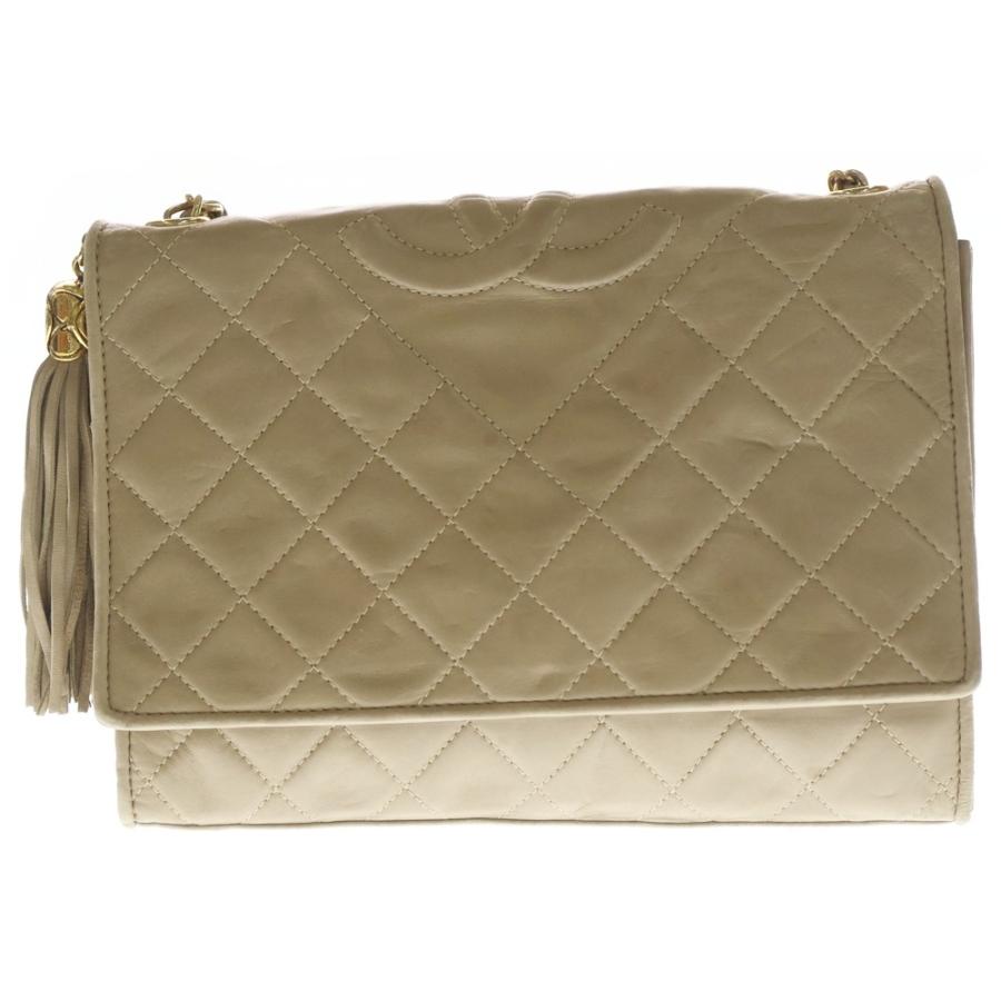 シャネル　チェーンショルダーバッグ　デカココマーク　ラムスキン　ベージュ CHANEL（シャネル） マトラッセ ココマーク チェーン ショルダーバッグ