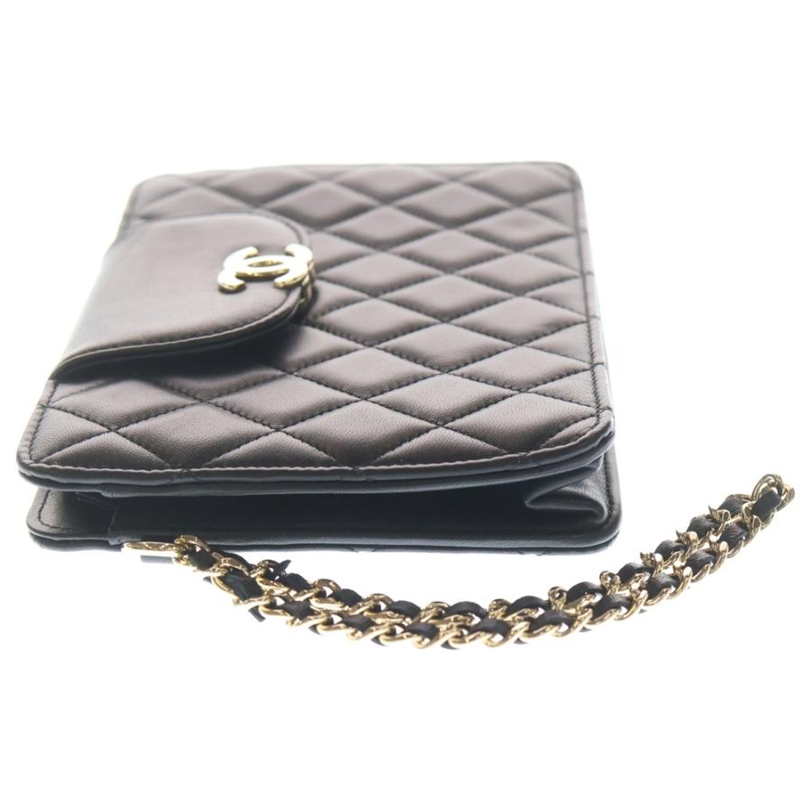 CHANEL シャネル マトラッセ ココマーク ラムスキン レザー チェーンストラップ ポーチ ウォレット ゴールド金具 ブラック AP3633 NG443LT3の画像