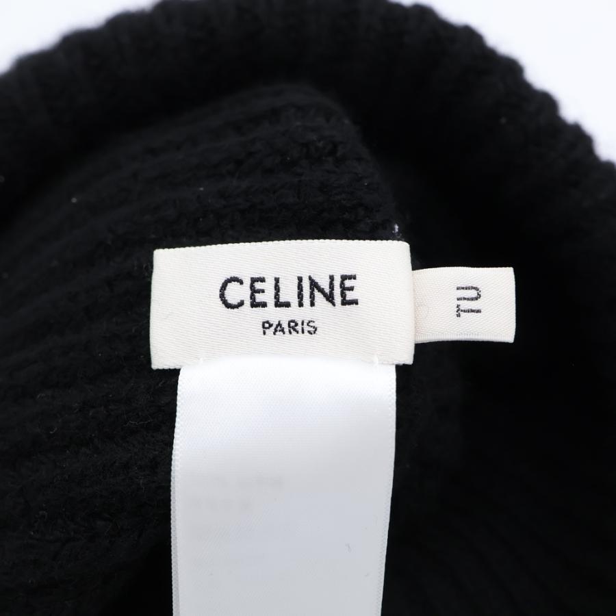 CELINE セリーヌ シームレスカシミヤ トリオンフ ビーニー ニット帽 キャップ ブラック #TU AA0G5384D CELINE（セリーヌ） シームレスカシミヤ トリオンフ ビーニー ニット帽