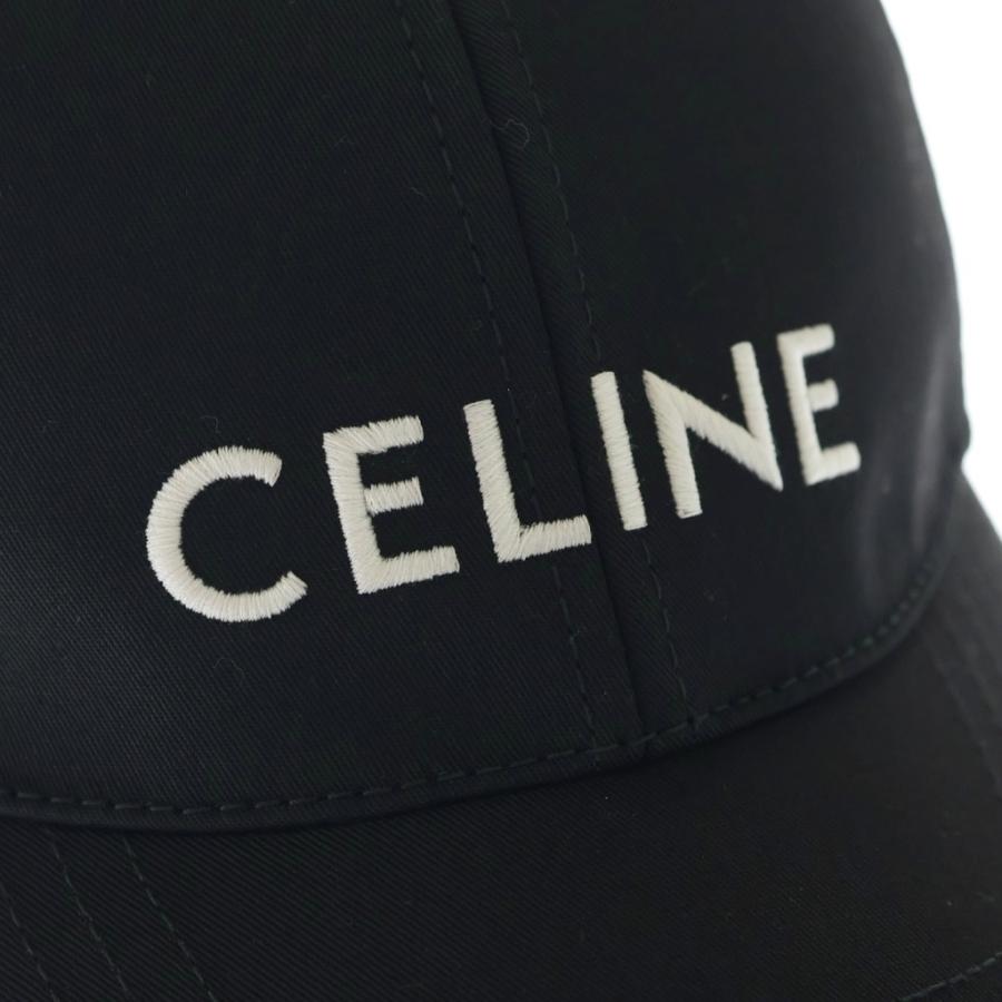 CELINE（セリーヌ） ロゴ刺繍 ベースボール キャップ 帽子 ブラック