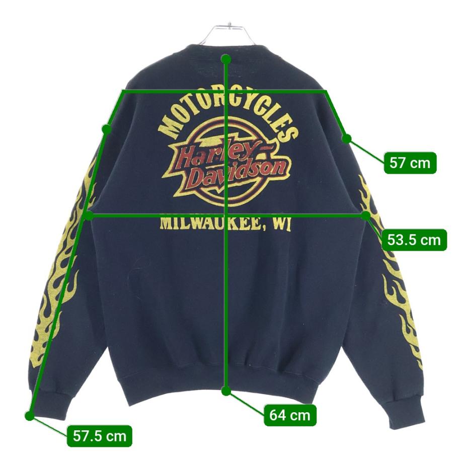 Harley-Davidson フレイム　当時物　90's 袖プリ　US三軒茶屋 Harley Davidson（ハーレー・ダビッドソン） 90s FLAMES CREWNECK