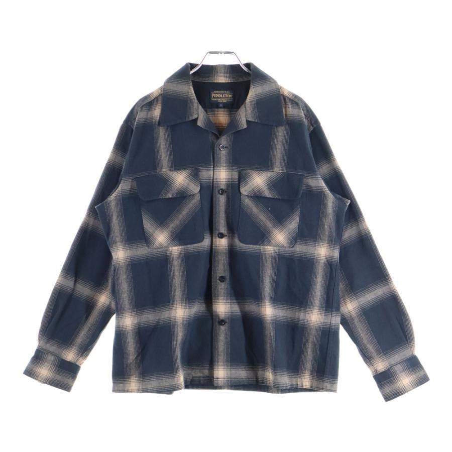 PENDLETON 長袖ネルシャツ L オンブレチェックブラウン×ネイビー PENDLETON 長袖ネルシャツ L オンブレチェックブラウン×ネイビー