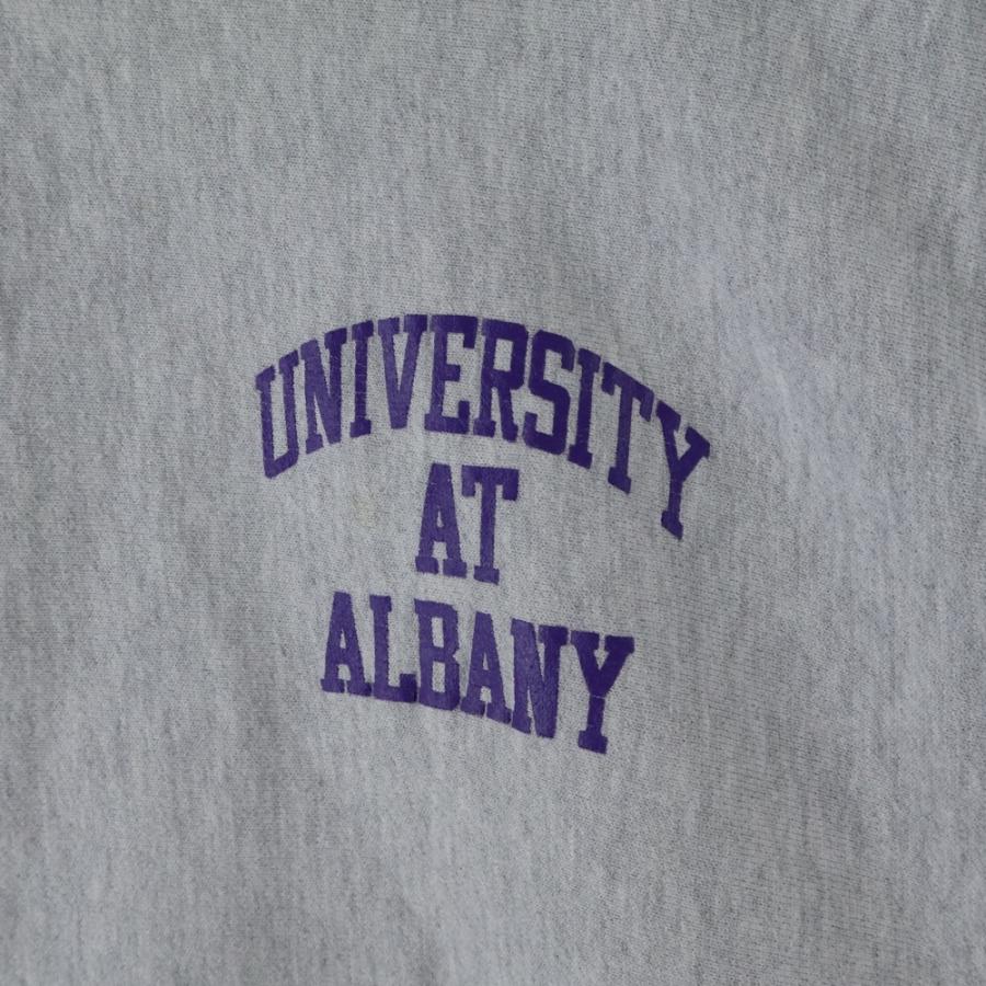 CHAMPION チャンピオン 90S REVERSE WEAVE UNIVERSITY AT ALBANY PULLOVER SWEAT 刺繍タグ 猫の手 リバースウィーズ プルオーバー スウェット トレーナー グレー Champion（チャンピオン） 90S リバースウィーブ 刺繍タグ 猫の手 プル