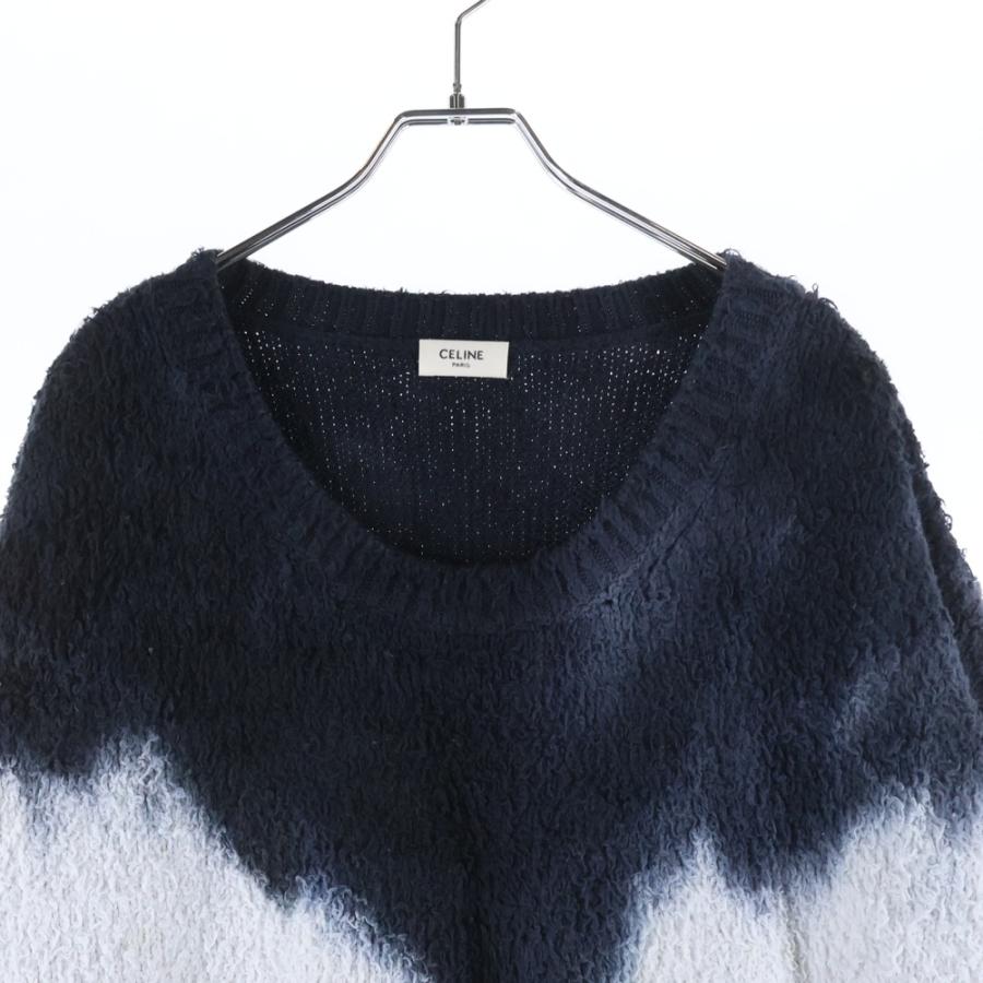 セリーヌ 21SS LOOSE CREW NECK SWEATER IN BRUSHED COTTON 2A90K727M TIE-DYE タイダイ柄ルーズニットセーター ブラック/ブルー/オレンジの画像