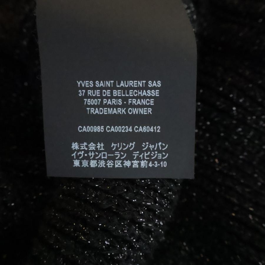SAINT LAURENT PARIS シルバーラメ ブラック ニット セーター SAINT LAURENT PARIS サンローランパリ ラメ入り リブ編み クルー