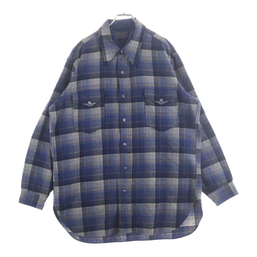 PENDLETON ペンドルトン 70S CHECK L/S WOOL BOARD SHIRT USA製 チェック 長袖 ウール ボード シャツ ネイビー/ベージュ/オレンジ PENDLETON（ペンドルトン） 70S CHECK L/S WOOL BOARD SHIRT USA製