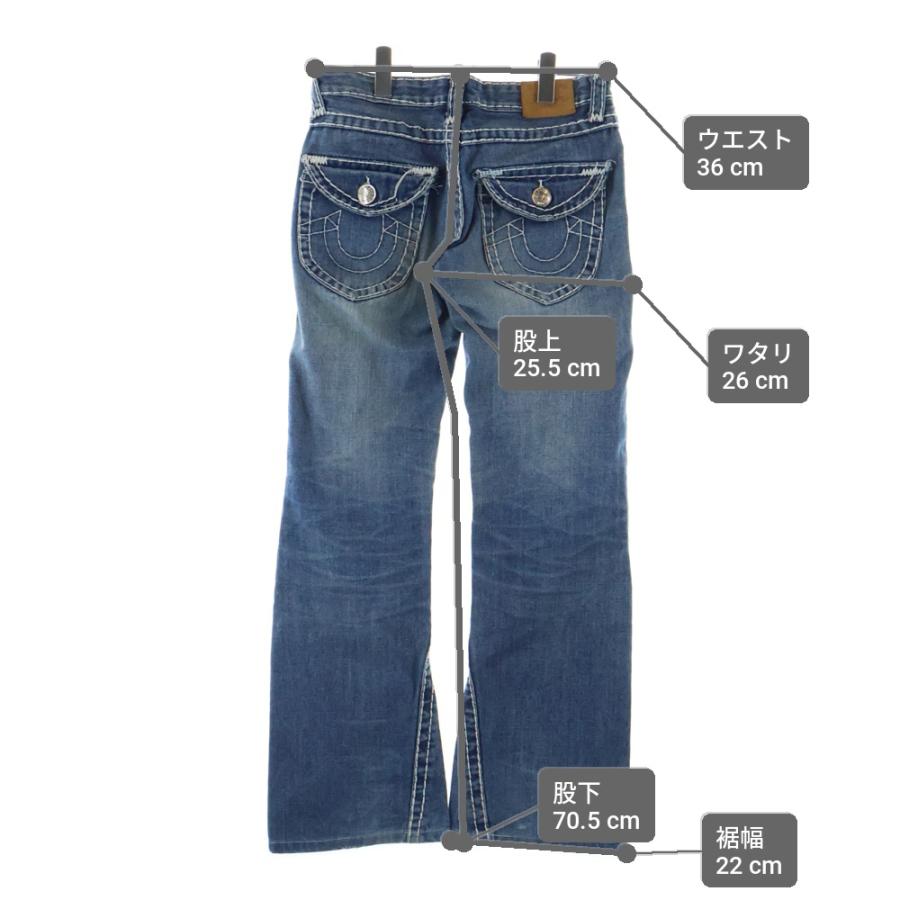 TRUE RELIGION ストレートデニム 白ステッチ ダメージ加工 36 RICKY 