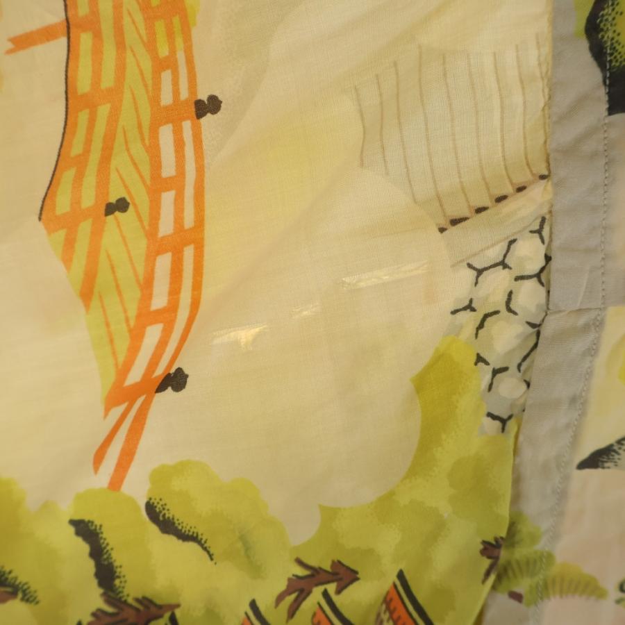 VINTAGE ヴィンテージ 50-60S GUMMA HOSEI ALOHA SHIRT 五重塔 和柄 シルク アロハシャツ ベージュ/イエロー/ブラウン VINTAGE ヴィンテージ 50-60S GUMMA HOSEI ALOHA SHIRT 五重塔 和柄