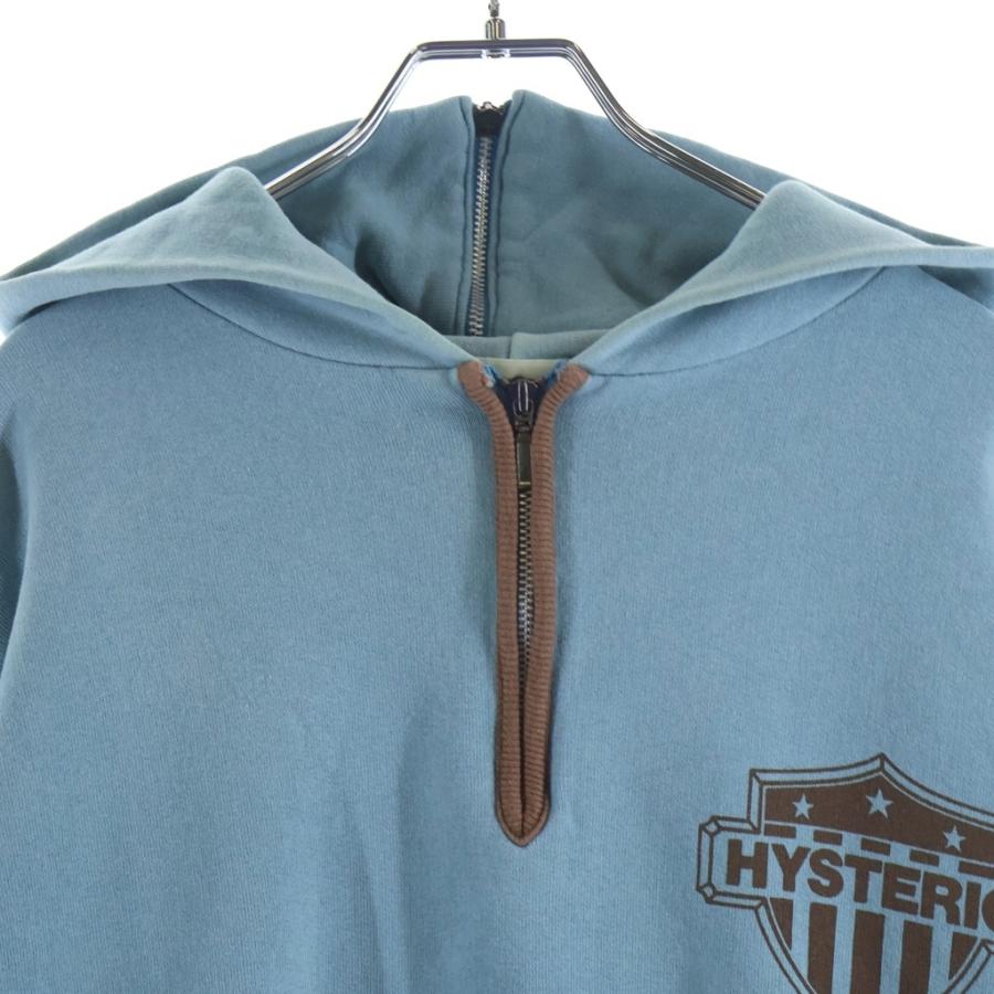 HYSTERIC GLAMOUR ヒステリックグラマー 90S OLD SPELLOUT LOGO HALF ZIP SWEAT PARKA オールド スウェット ハーフジップ パーカー フーディ ブルー/ブラウン 2CF-4955 HYSTERIC GLAMOUR（ヒステリックグラマー） 90S OLD SPELLOUT LOGO