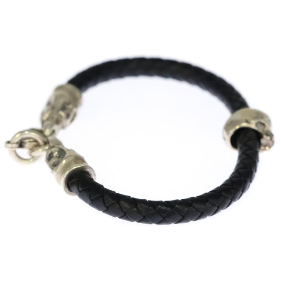 クレイジーピッグ SINGLE SKULL BRAIDED LEATHER BRACELET シングル