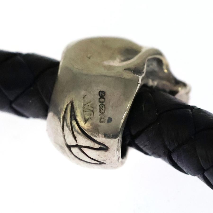 クレイジーピッグ ブレスレット レザー SINGLE SKULL BRAIDED クレイジーピッグ SINGLE SKULL BRAIDED LEATHER BRACELET シングル