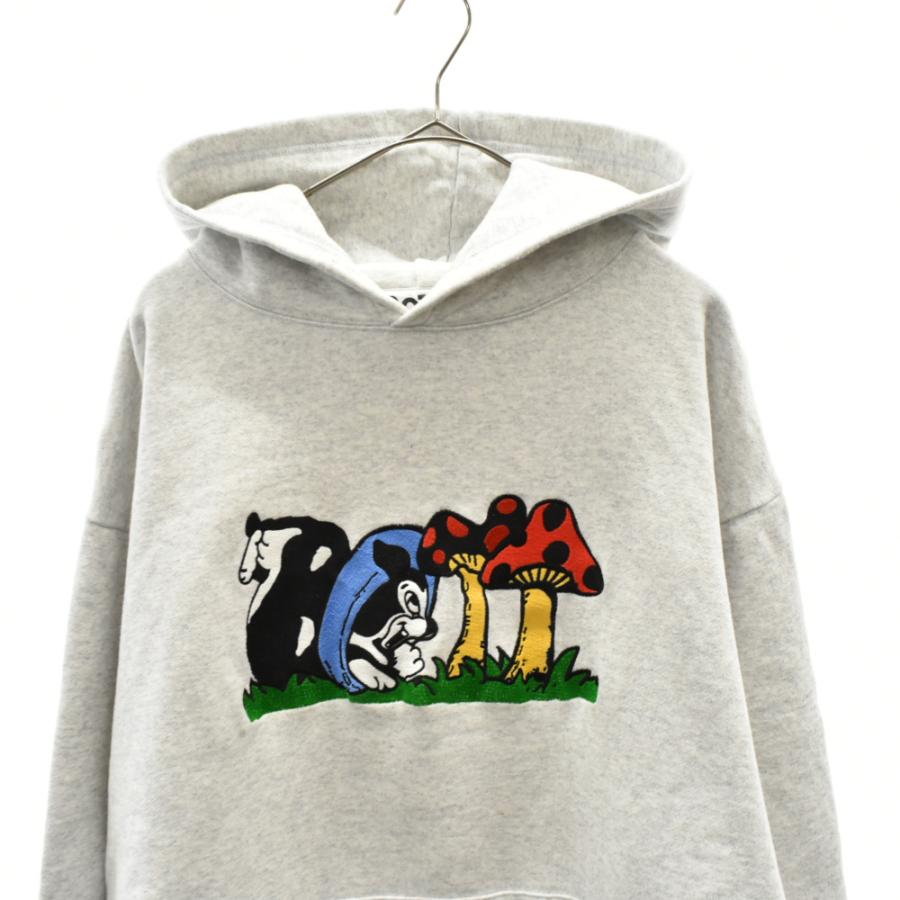 新作からsaleアイテム等お得な商品満載 ボット フロント刺繍デザインプルオーバーパーカー グレー フーディ パーカー Proksi Si