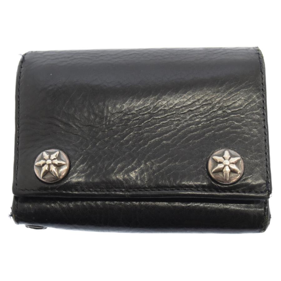 CHROME HEARTS クロムハーツ 3フォールド スターボタンレザー CHROME HEARTS クロムハーツ 3フォールド スターボタンレザー