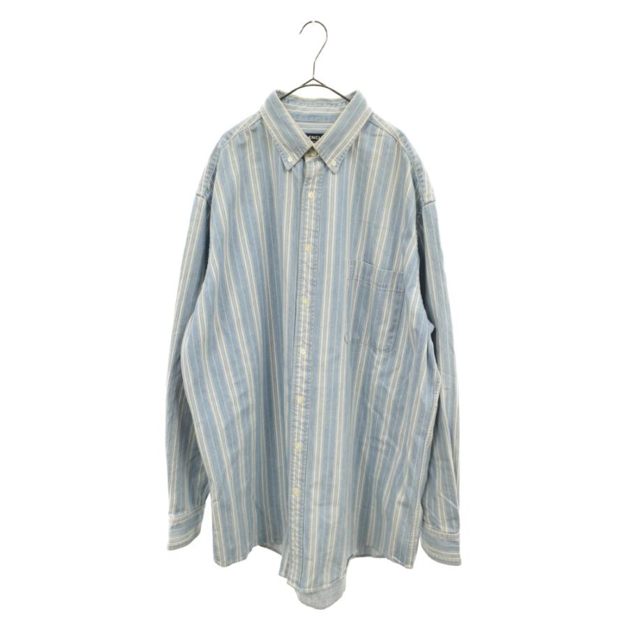 バレンシアガ 18SS ビッグデニムシャツ ストライプボタンダウン 
