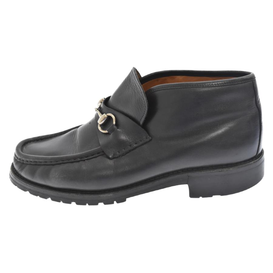GUCCI (グッチ) ホースビット レザーチャッカブーツ ブラック 