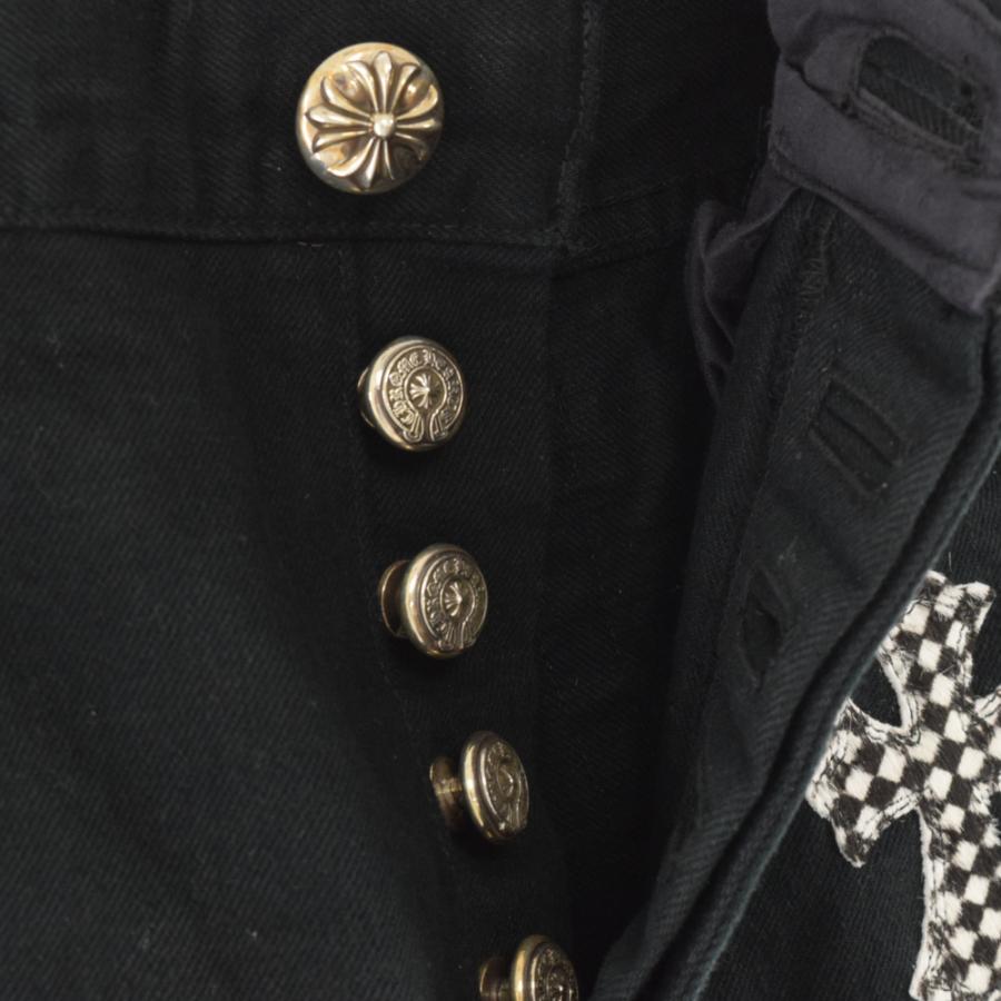 chrome hearts フレアニーステッチデニムパンツ　ブラック　２７R CHROME HEARTS クロムハーツ JEAN SL FLEURKNEE フレアニー