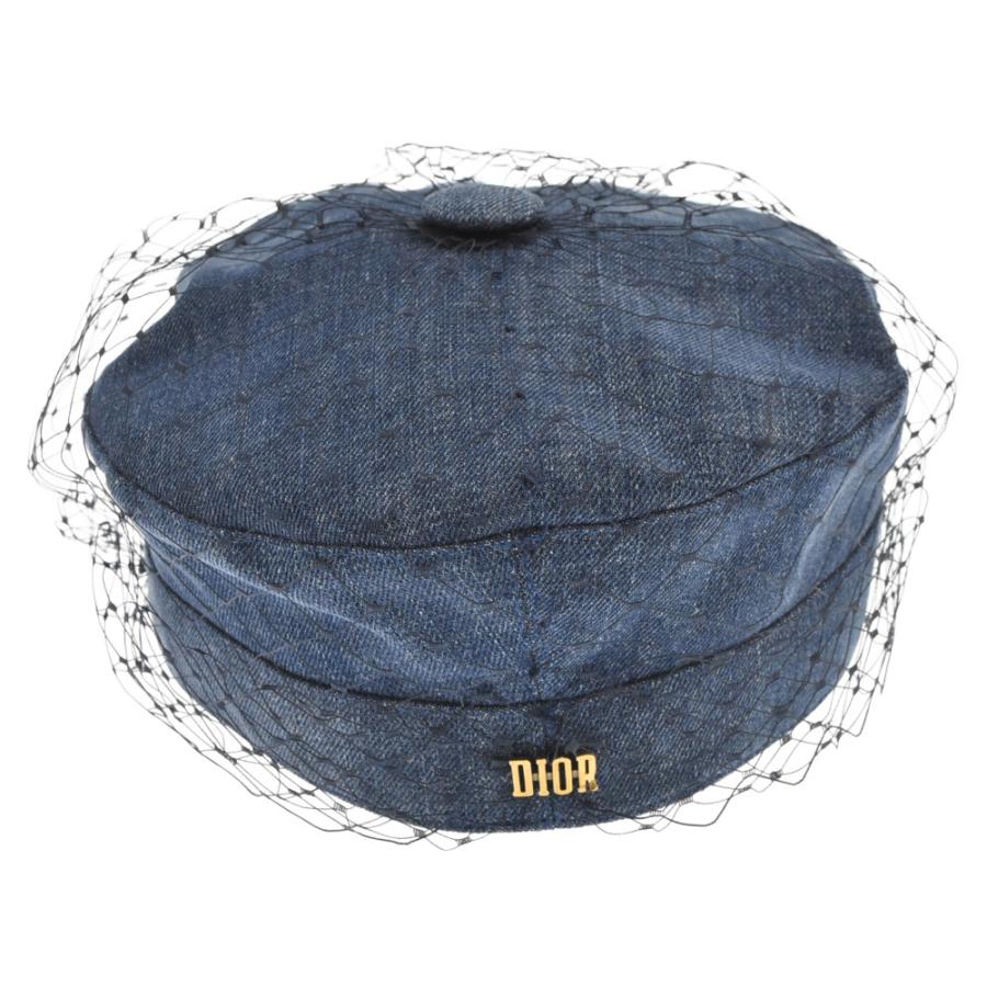 Christian Dior ディオールアーティ ベール付 デニム キャスケット
