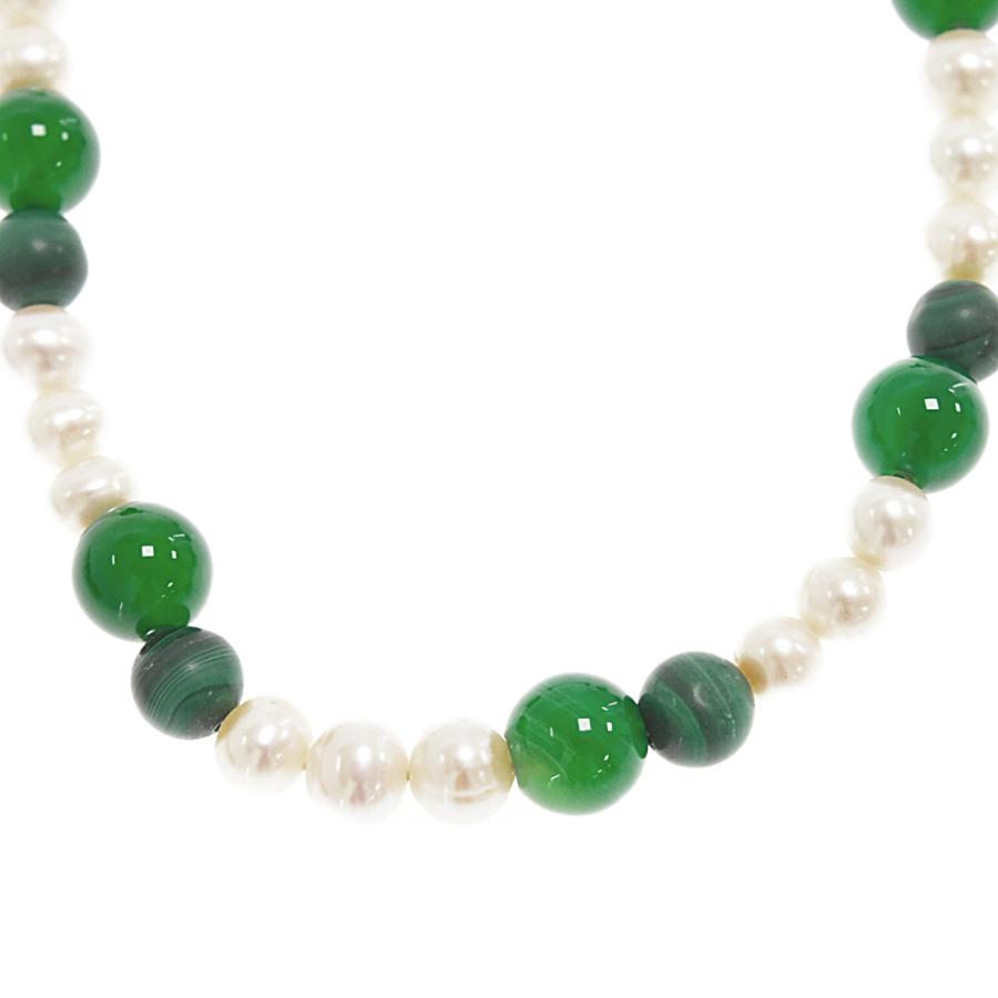VEERT バート グリーン キューバンリンク パールネックレス グリーン  
