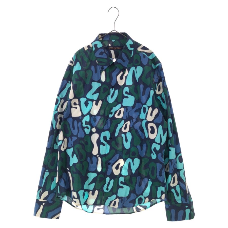 LOUIS VUITTON ルイヴィトン 23SS 総柄長袖シャツ ネイビー LOUIS VUITTON ルイヴィトン 23SS 総柄長袖シャツ ネイビー
