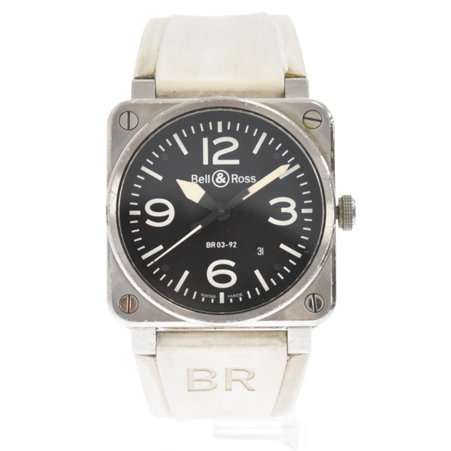 BELL & ROSS ベルアンドロス BR0392S デイト アビエーション 自動巻き 腕時計 ウォッチ SS /ラバーベルト