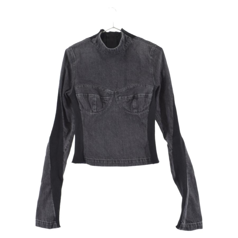 Sacai サカイ ニットデザインジップアップデニム トップス ブラック 