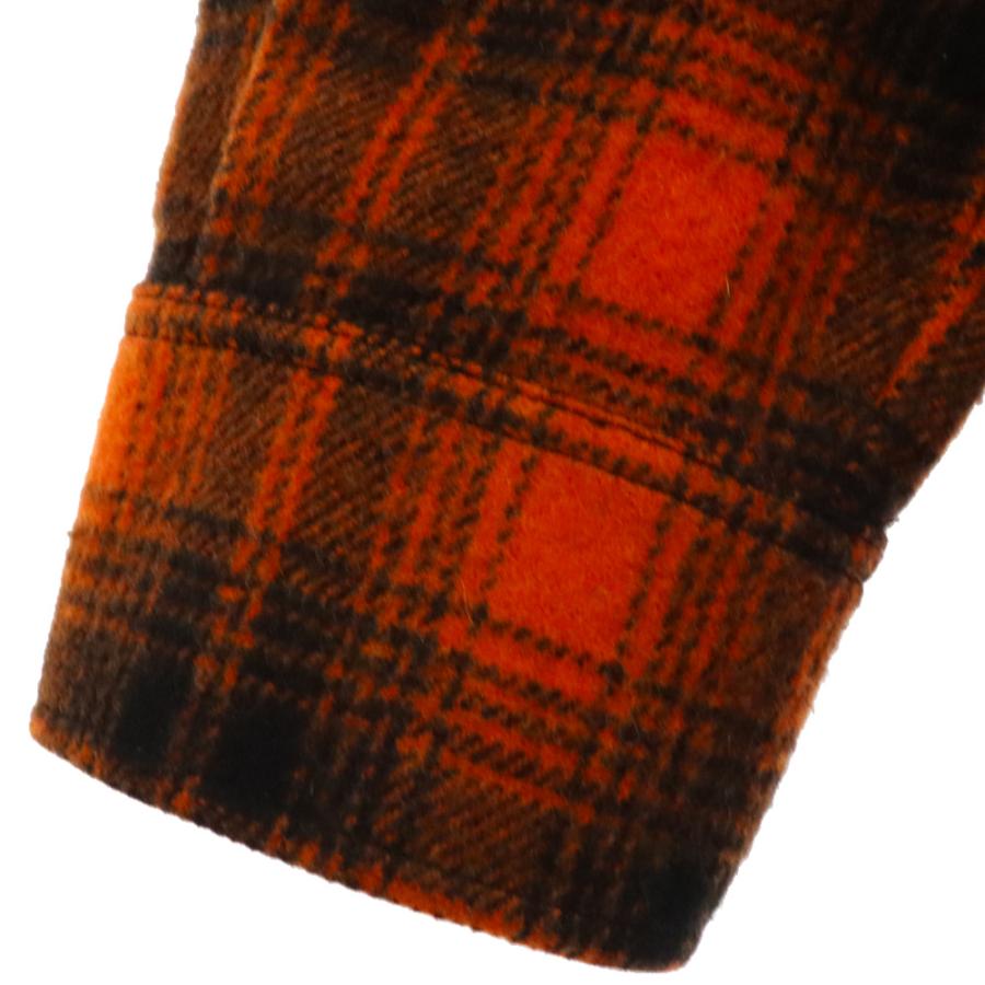 新作 セリーヌ CELINE チェック ルーズシャツ ウール オレンジ 37