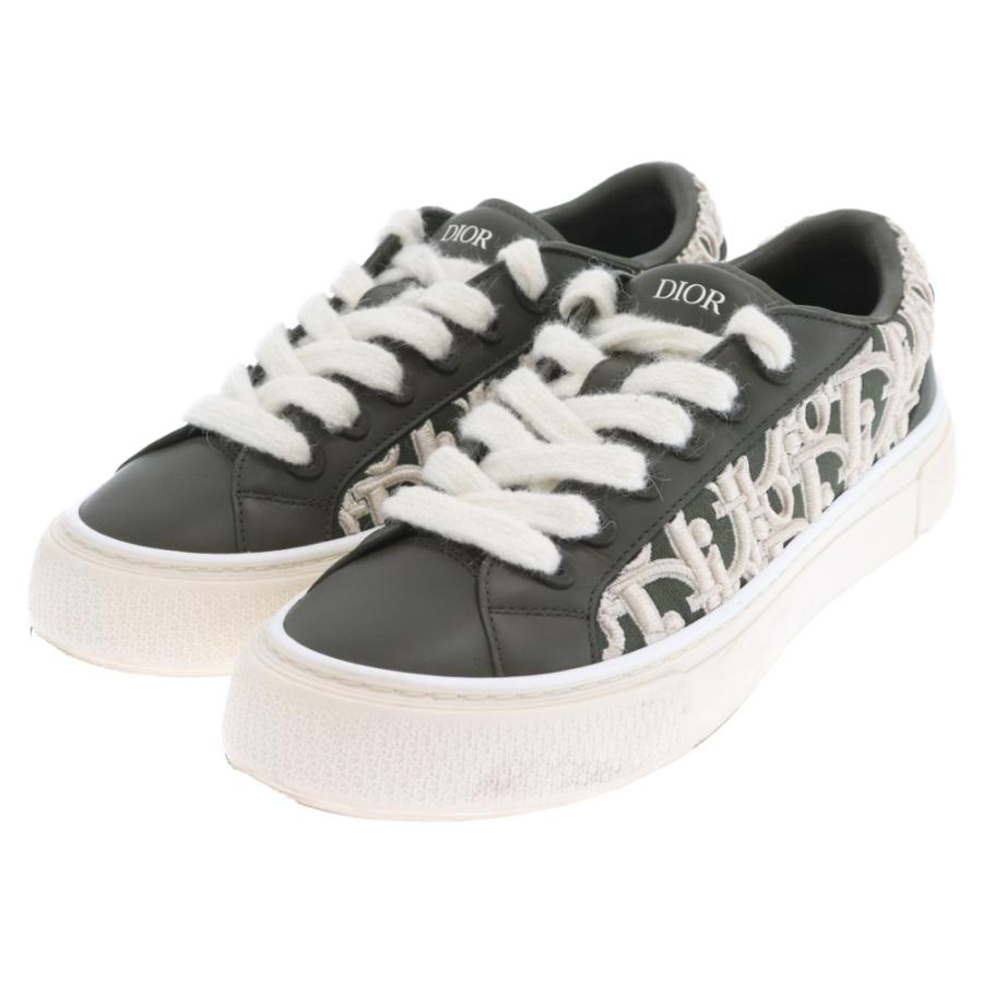 DIOR ディオール B33 Sneaker Khaki Smooth Calfskin Oblique Raised
