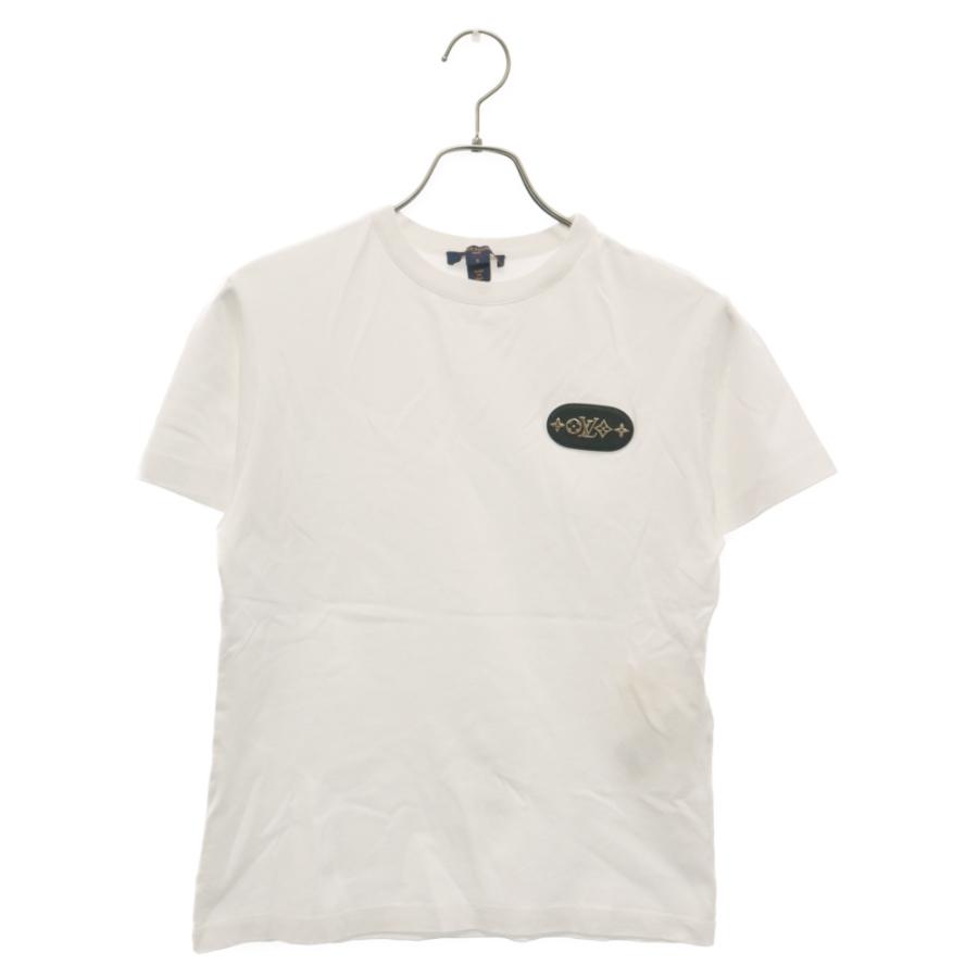 ルイヴィトン レザーパッチクルーネックTシャツ 半袖TシャツLVロゴ 