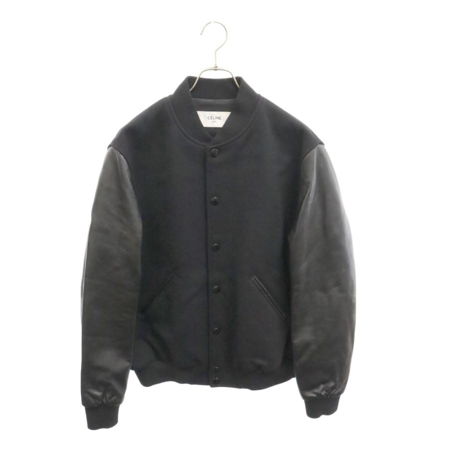セリーヌ  2V09M896C BOY DOLlL 袖レザー切り替えジャケット メンズ 54 CELINE（セリーヌ） 22AW BOY DOLL TEDDY JACKET IN TEXTURED WOOL