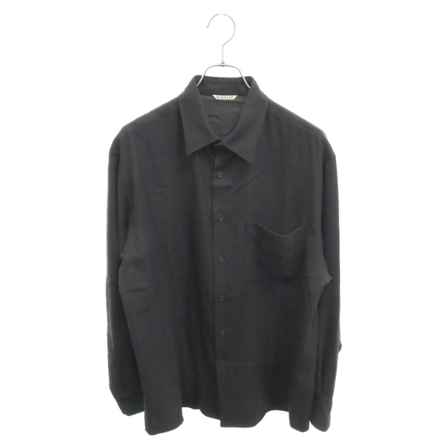 AURALEE オーラリー 20AW SUPER LIGHT WOOL SHIRTS スーパー ライト ウール 長袖シャツ カラーシャツ ブラック A20AS01OS AURALEE（オーラリー） 20AW SUPER LIGHT WOOL SHIRTS A20AS01OS