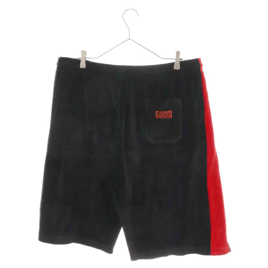 GUCCI グッチ Web Line Shorts ウェブラインショーツ ハーフパンツ ベロア ロゴ刺繍 587466 XJBPG ブラック/レッド/グリーン