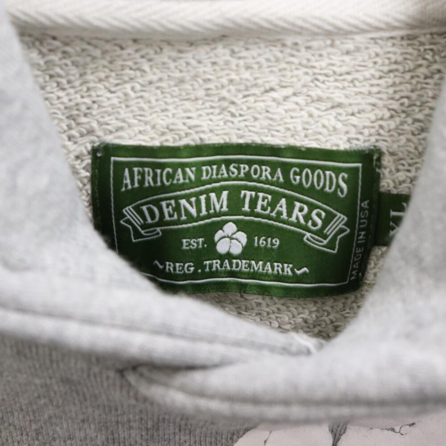 TEARS デニムティアーズ COTTON WREATH HOODIE フラワー総柄プリント スウェットプルオーバーパーカー 【バックビッグロゴ】 グレー