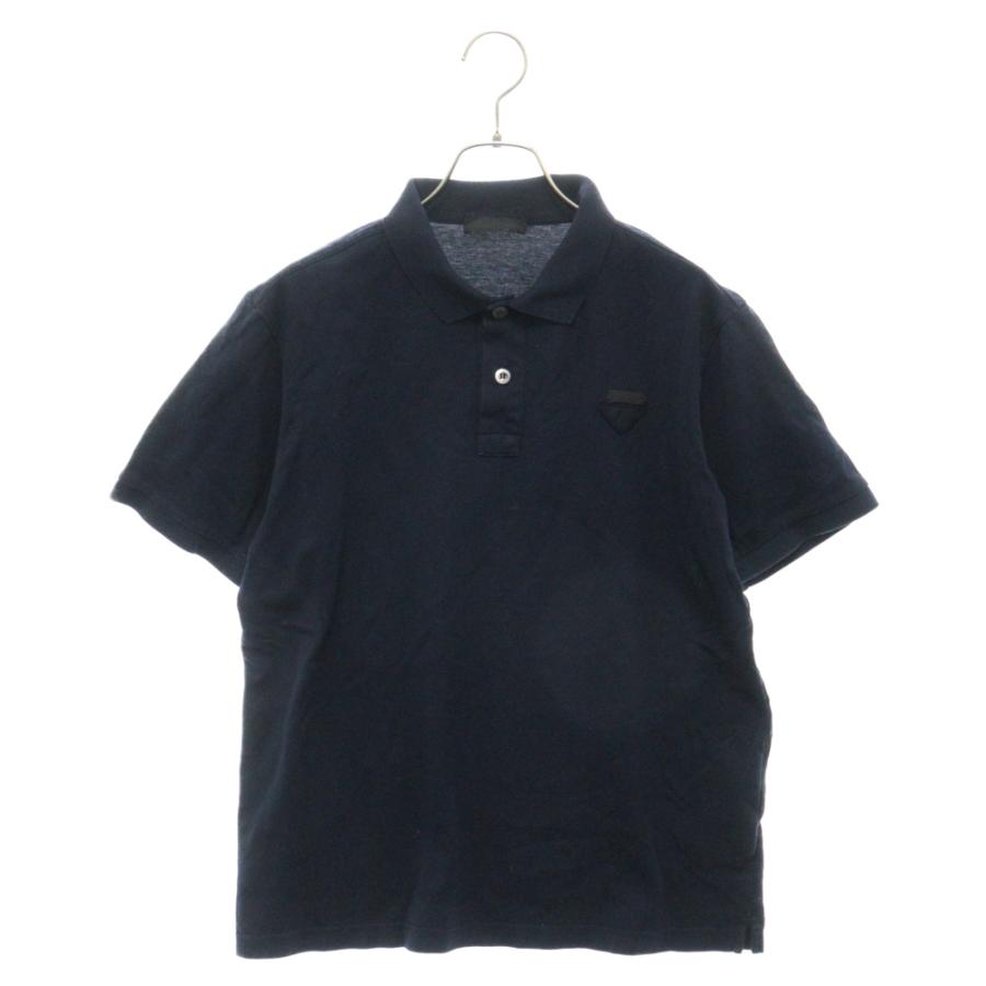 PRADA（プラダ） トライアングルロゴ 半袖ポロシャツ ネイビー UJN444