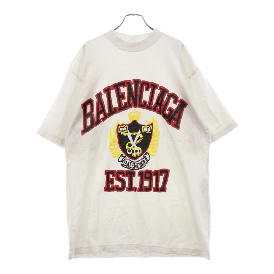 BALENCIAGA バレンシアガ ダメージ加工カレッジロゴ半袖Tシャツ BALENCIAGA バレンシアガ ダメージ加工カレッジロゴ半袖Tシャツ