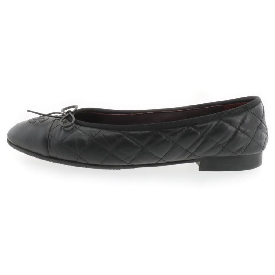 CHANEL シャネル マトラッセ ココマーク リボンフラットパンプス  