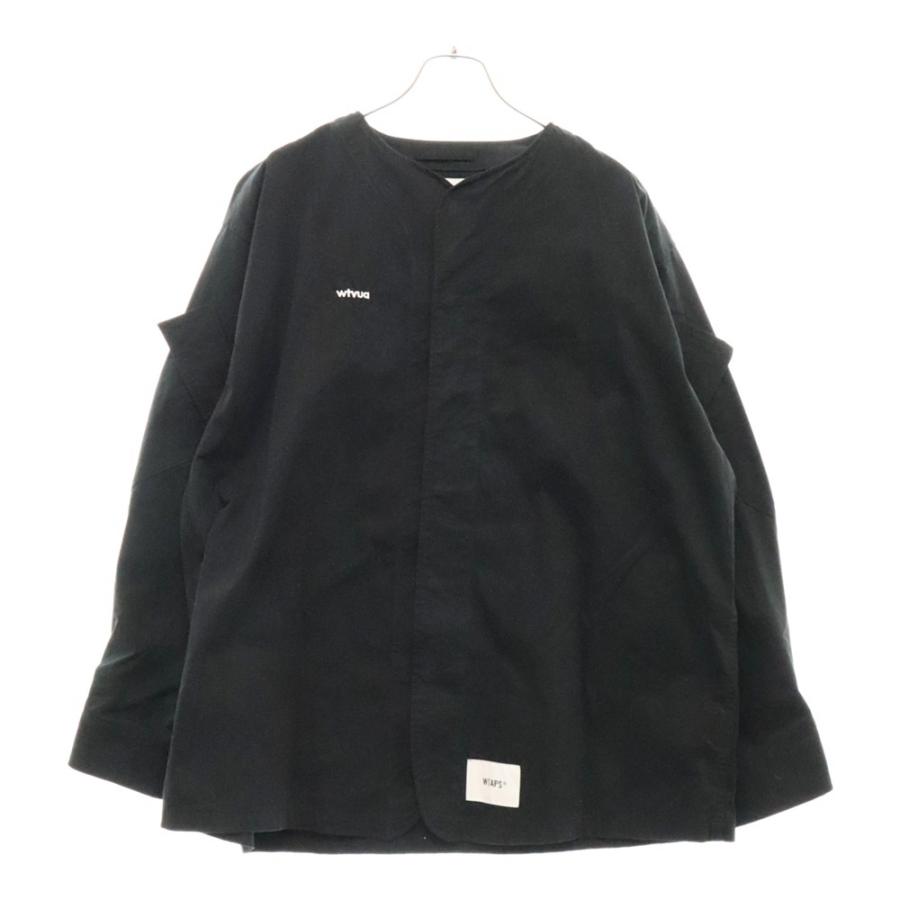WTAPS ブラック ノーカラージャケット サイズX 02 WTAPS TEAM JACKET NYLON TWILL サイズ2 ブラック 212TQDT-JKM01
