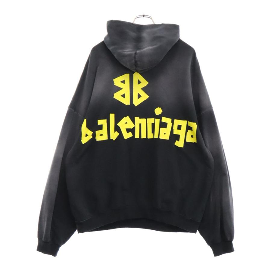 バレンシアガ 23SS テープロゴプリントダメージ加工スウェットプル  