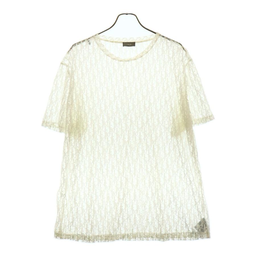 ◆中古品◆DIOR ディオール Oblique See Through Tee 923J615A0537 オブリーク総柄 シースルーTシャツ 半袖カットソー ホワイト Q97546NC DIOR ディオール Oblique See Through Tee 923J615A0537 オブリーク総
