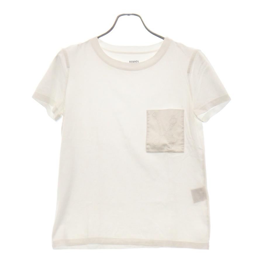 HERMES エルメス シェーヌダンクル刺繍 クルーネック半袖Tシャツ 
