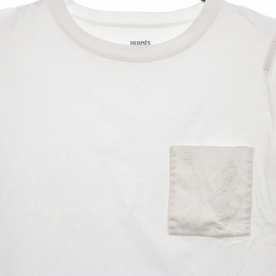 HERMES エルメス シェーヌダンクル刺繍 クルーネック半袖Tシャツ 