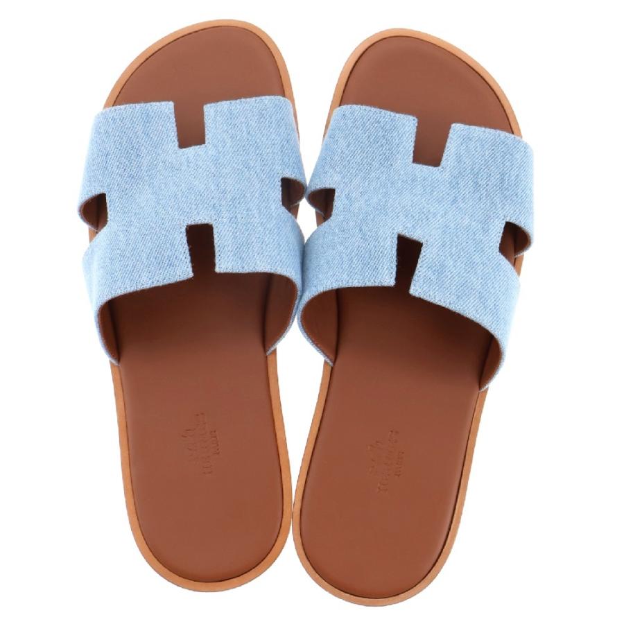 HERMES（エルメス） IZMR イズミール Hロゴフラット デニムサンダル