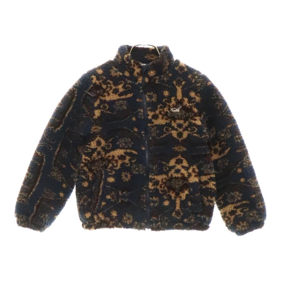 KITH キス ワンポイントロゴ刺繍総柄ジップアップボアジャケット 