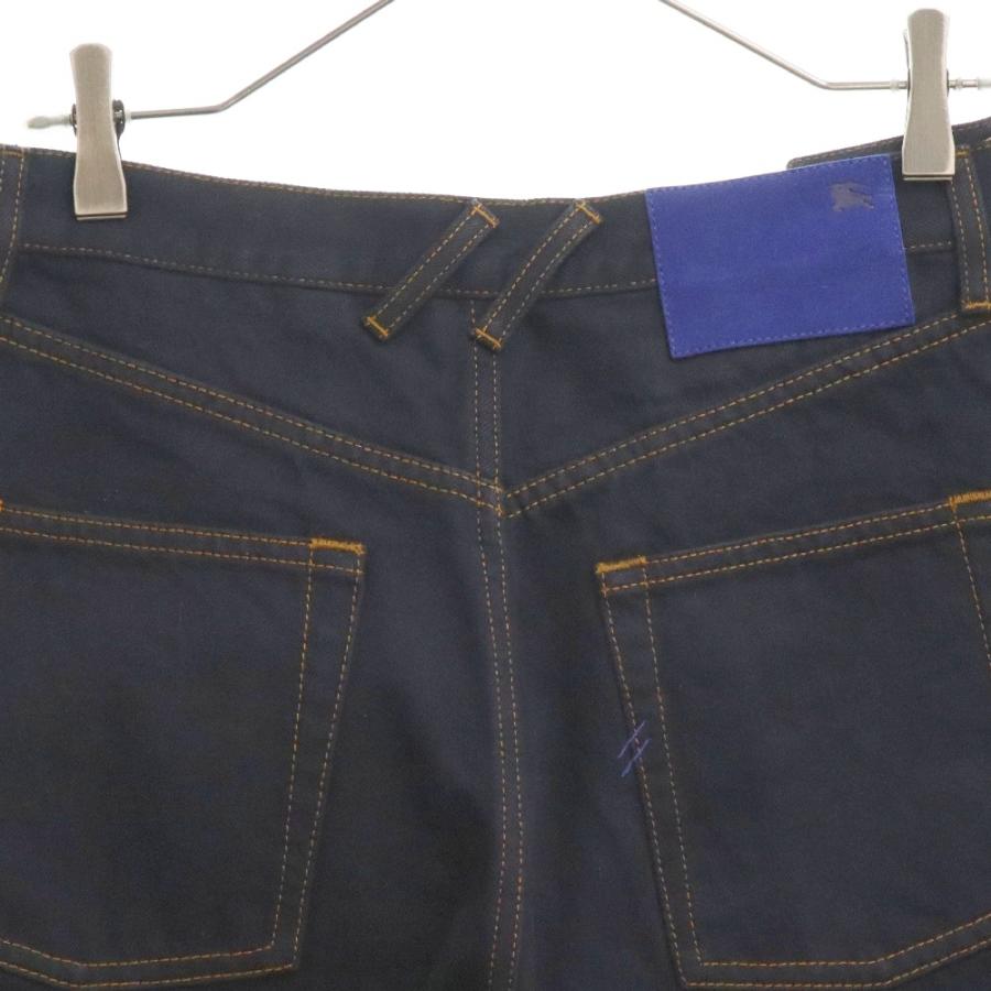 Burberry 麻100インディゴデニム ワイドレッグ 38 足長に Burberry 麻