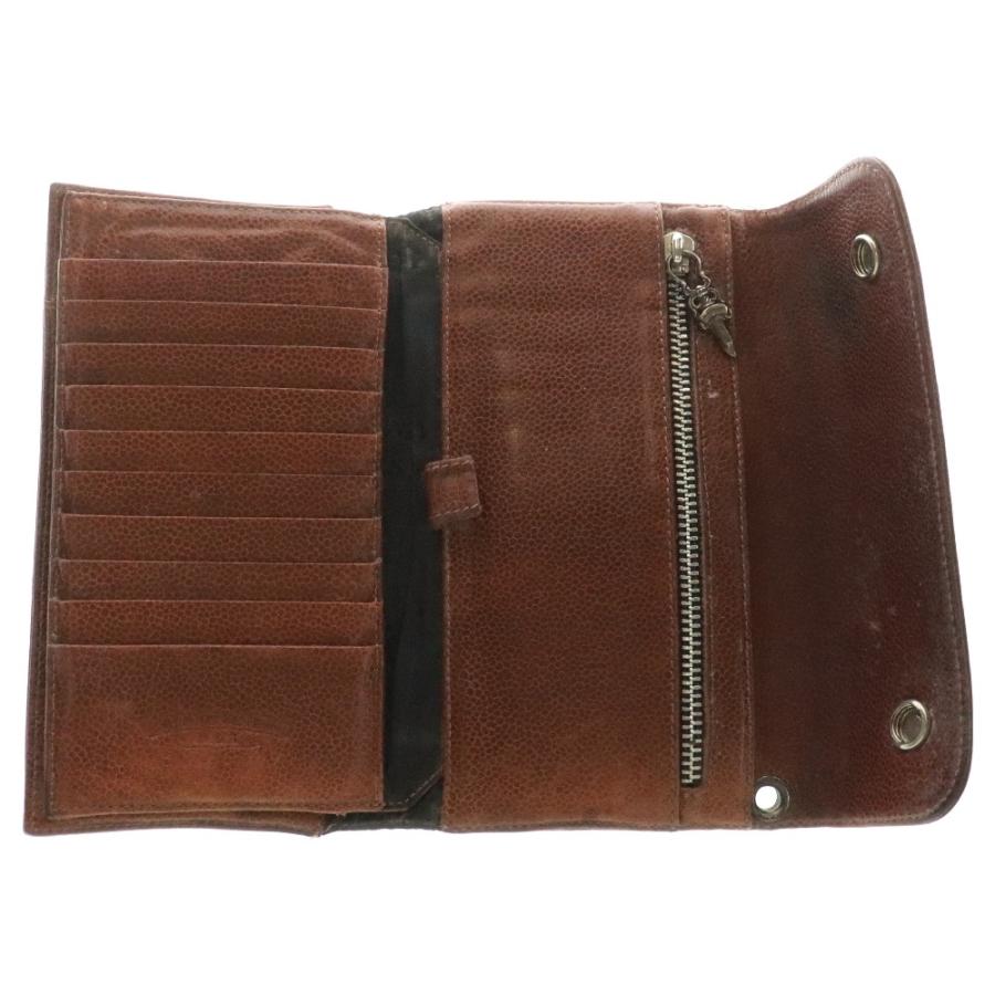 【極美品】CHROME HEARTS(クロムハーツ)ウェーブウォレット　ブラウン CHROME HEARTS クロムハーツ WAVE ウェーブ レザーウォレット