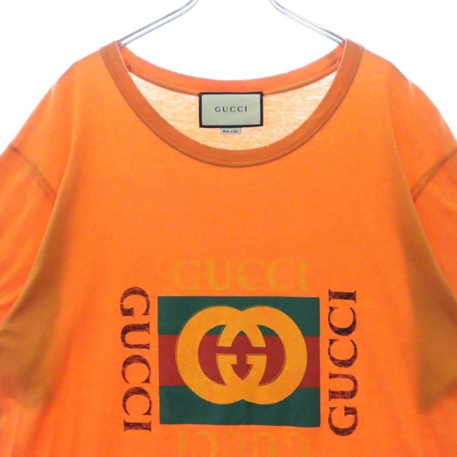 GUCCI（グッチ） グリッターロゴ ヴィンテージ加工 半袖Tシャツ 