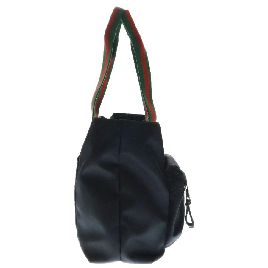 【美品】GUCCI レザー ナイロン トートバッグ ブラック イタリア製 美品】GUCCIグッチ 大容量トートバッグ ナイロンレザー ブラック